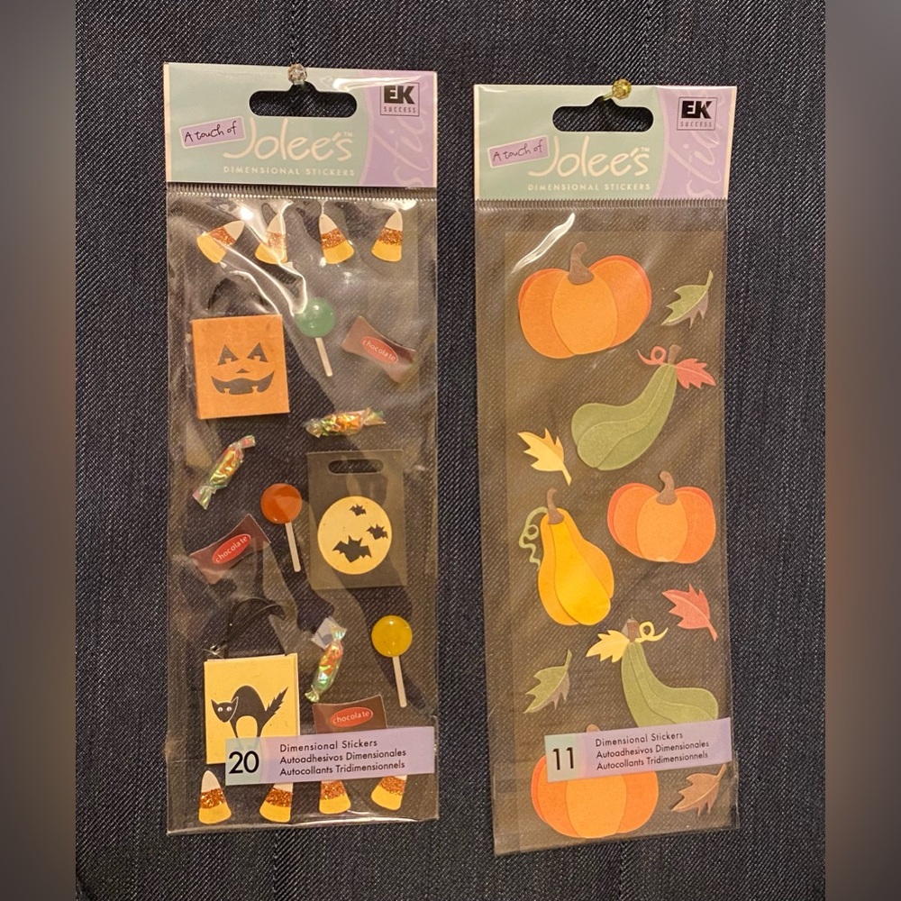 JOLEE’s BOUTIQUE 3D Dimensional Stickers; Fall Harvest & Trick/Treat Bags; NWT.
